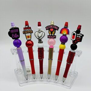 6 beaded pens lot - new condition
